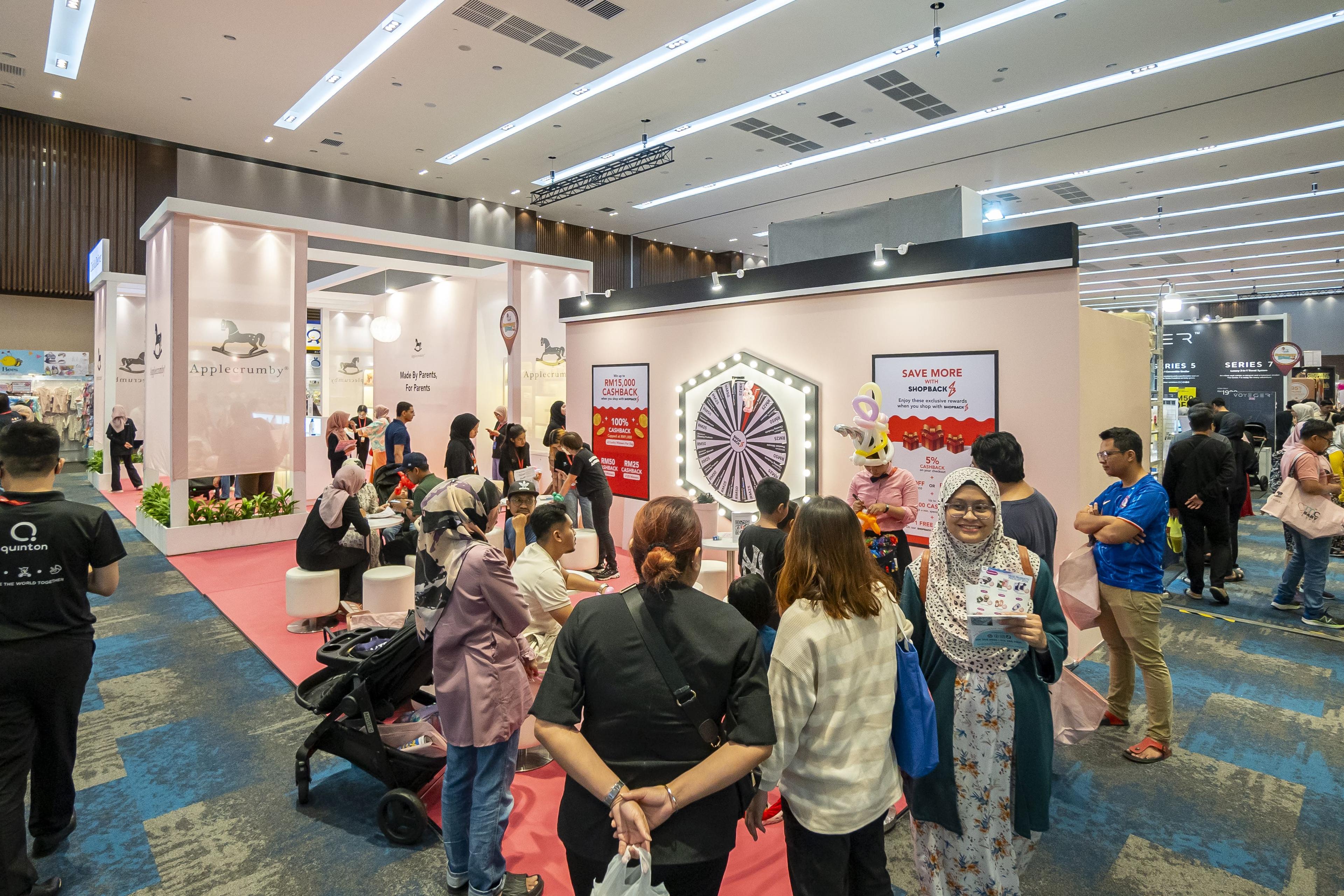 Exhibition booth with visitors